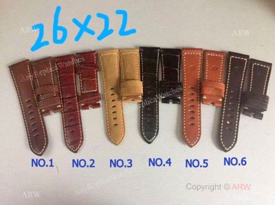 Replacement Panerai Black Leather Watch Band 26mm Clasp